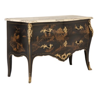French Bombe Chinoiserie Japanned Lacquer Commode, 1900 For Sale