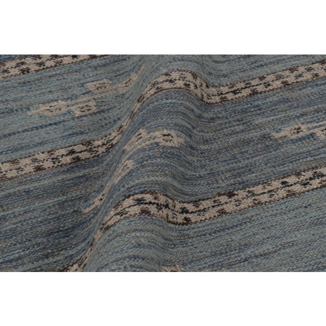 Textile Rug & Kilim’s Scandinavian Inspired Rug in Blue With Geometric Minimalist Pattern For Sale - Image 7 of 10