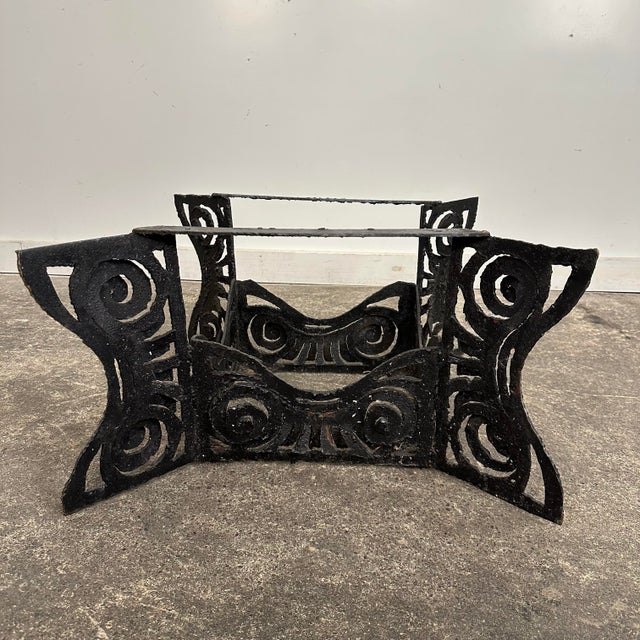 Brutalist Whimsical Torch Cut Side Table Smoked Glass Sculpted Metal For Sale - Image 10 of 12