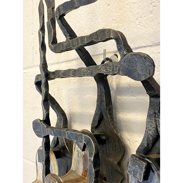 Brutalist Aplique in Wrought Iron and Glass, 1960s For Sale - Image 13 of 18