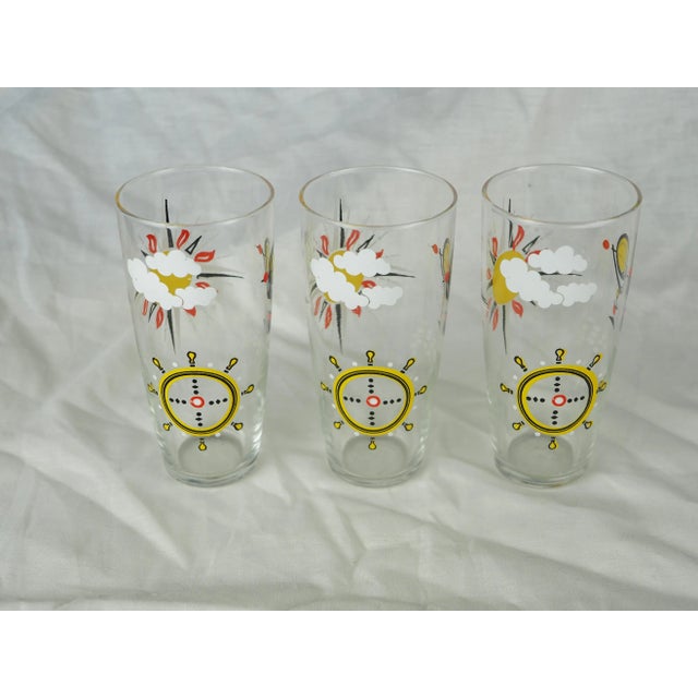 1970s French Water Glasses With Wind Rose, World Map and Rudder - Set of 3 For Sale - Image 6 of 7