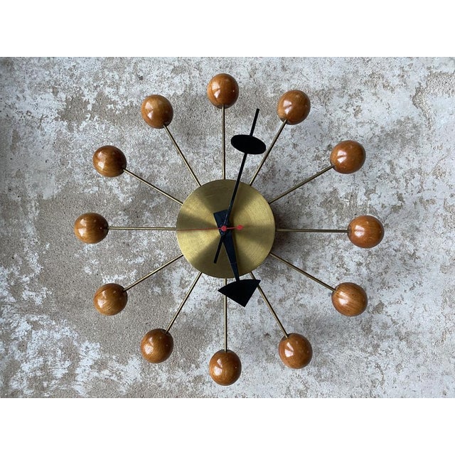 Ball Clock in Brass and Wood by George Nelson, 1955 For Sale - Image 15 of 15