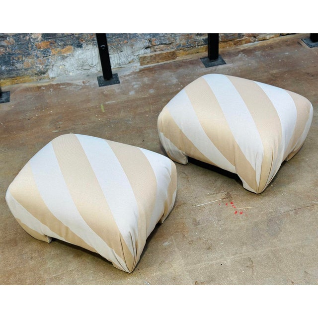 Postmodern Post Modern Pair of Souffle Pouf Ottomans/Stool 1980 For Sale - Image 3 of 7
