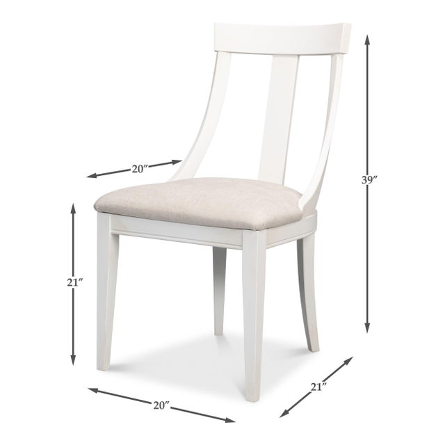 Deco Klismos Dining Chairs in White with Cream Seats, Sets of 2 For Sale - Image 10 of 11