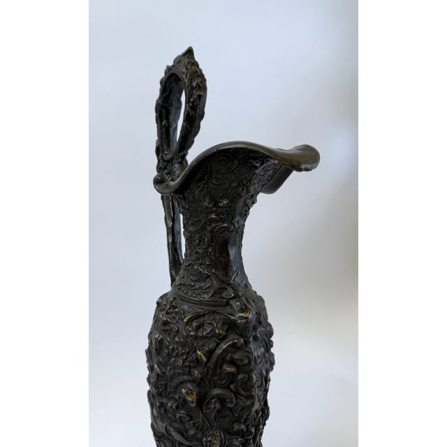 Metal Mid-20th C. Renaissance Revival Bronze Ewer With Bacchanalian Relief For Sale - Image 7 of 9