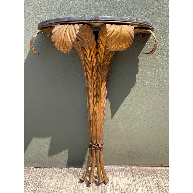 Vintage Gilt Metal and Marble Wall Console For Sale In West Palm - Image 6 of 13