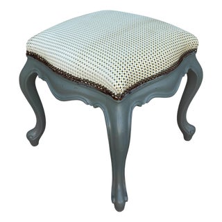 Antique Italian Baroque Green Paint Decorated Footstool Ottoman Bench For Sale