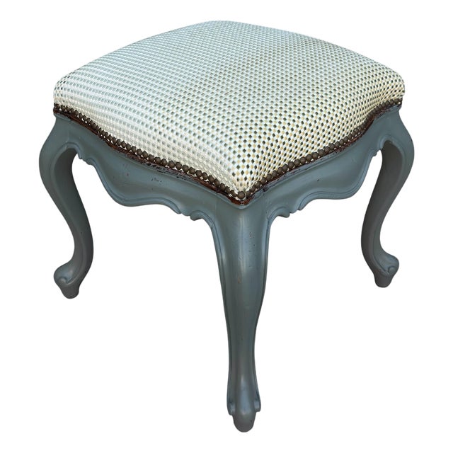 Antique Italian Baroque Green Paint Decorated Footstool Ottoman Bench For Sale