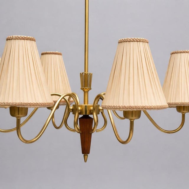 Swedish Brass Chandelier by Hans Bergström for Asea, 1940s For Sale - Image 3 of 9