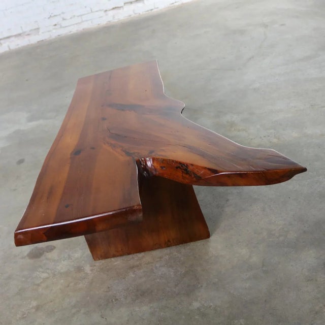 Live Edge Solid Slab Coffee Table or Bench in the Style of George Nakashima For Sale - Image 9 of 13