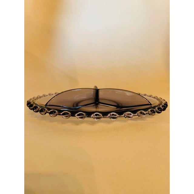 Glass Early 20th Century Lavender Glass Candlewick Serving Dish For Sale - Image 7 of 11