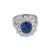 Contemporary 1950s Mid Century Gia 3.50 Carat Ceylon Sapphire Diamond 18k White Gold Cluster Ring, Size 5 For Sale - Image 3 of 7