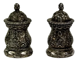 Pair of Vintage Ornate Christian Lacroix France Silver Plated Salt & Pepper Shakers, Circa 1950s