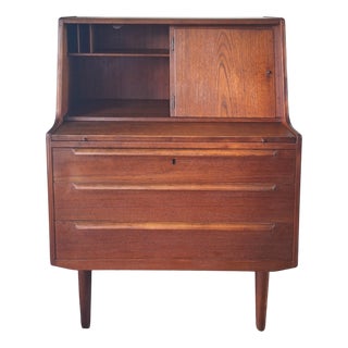 Teak Secretary with Drawers and Hidden Mirror from AG Aarhus, Denmark, 1960s For Sale