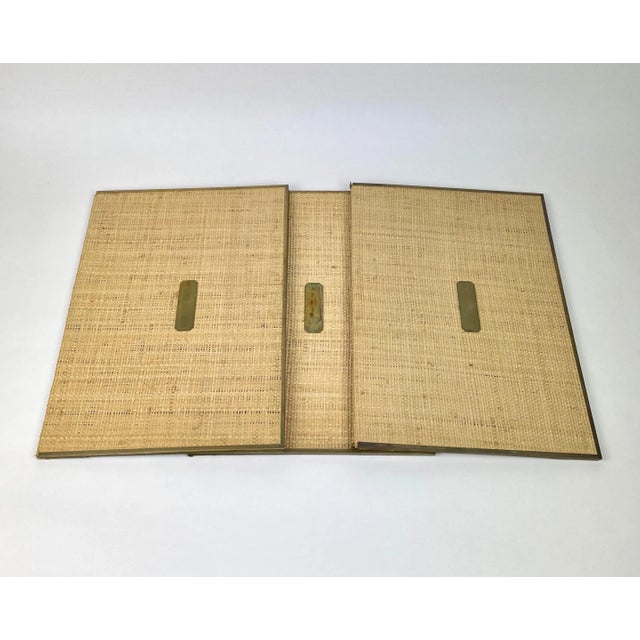 Italian Wicker & Brass File Folders, 1960s, Set of 5 For Sale - Image 4 of 14