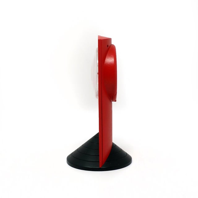 1980s Memphis Style Red Triangle Base Desk Clock For Sale - Image 9 of 9
