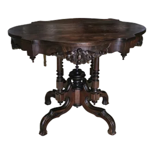 19th Century Victorian Carved and Stained Walnut Center Table