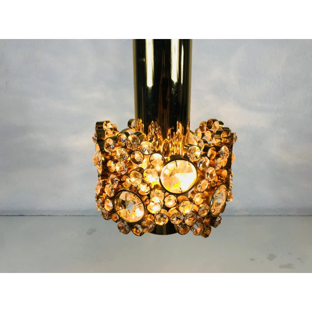 German Gilt Brass and Crystal Glass Chandelier from Palwa, 1970s For Sale - Image 3 of 16
