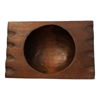 Antique Hand Carved Wood Coin Bowl For Sale
