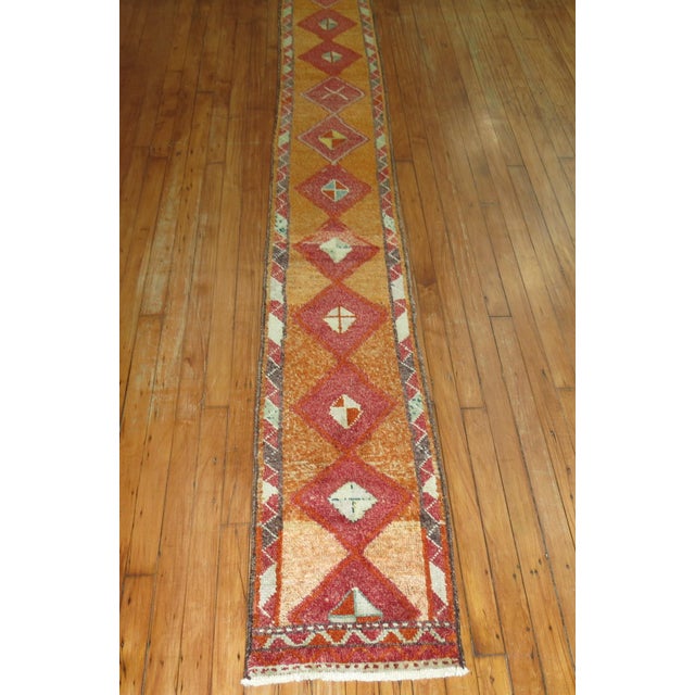 Vintage Zabihi Collection Narrow Turkish Geometric Runner - 1'3" x 12'11" For Sale In New York - Image 6 of 7