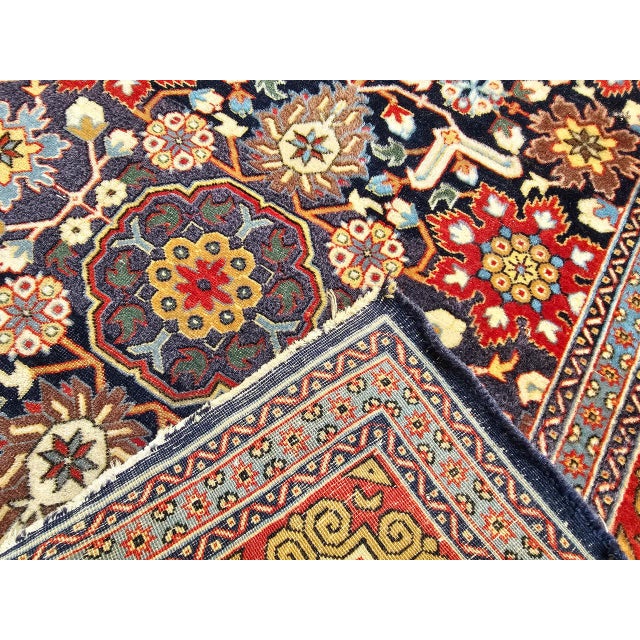 Persian Vintage Persian Tabriz Afshan Rug, Hand-Knotted Wool, Allover Geometric Caucasian Kuba Pattern, Navy & Red, 5x9 For Sale - Image 3 of 18