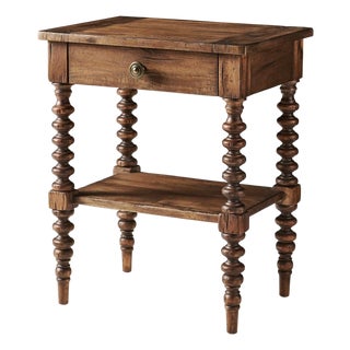 Narrow Bobbin-Turned Rustic Nightstand For Sale
