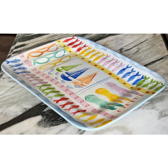 Quintessentially summer, here is a hand painted and glazed serving platter that will take your mind to the Amalfi Coast....