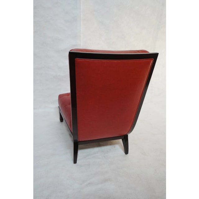 William Switzer Red Tufted Leather William Switzer Armless Chair Dauphin For Sale - Image 4 of 15