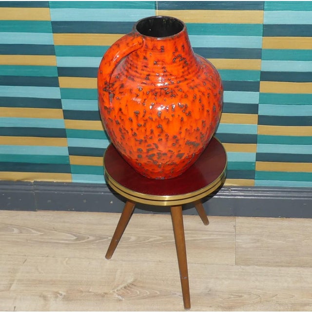 1970s Red Orange Glazed Model 426-35 Bulbous Floor Vase, West Germany, 1970s For Sale - Image 5 of 9