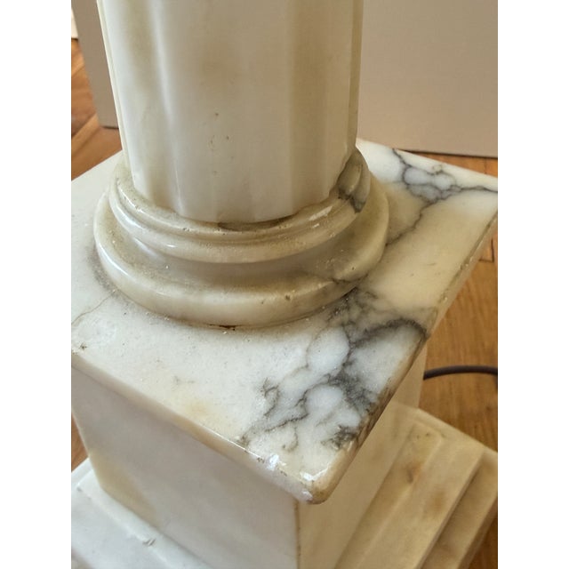Vintage Alabaster Column Lamp Pair For Sale - Image 16 of 18