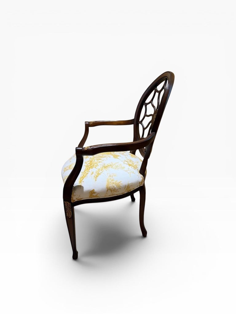 1990s Hepplewhite Style Spider Back Armchair With “Balloon De