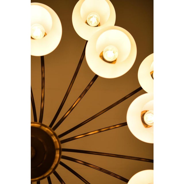 Gold Ceiling Lamp in Brass and Glass from Fog & Mørup, 1940s For Sale - Image 8 of 10