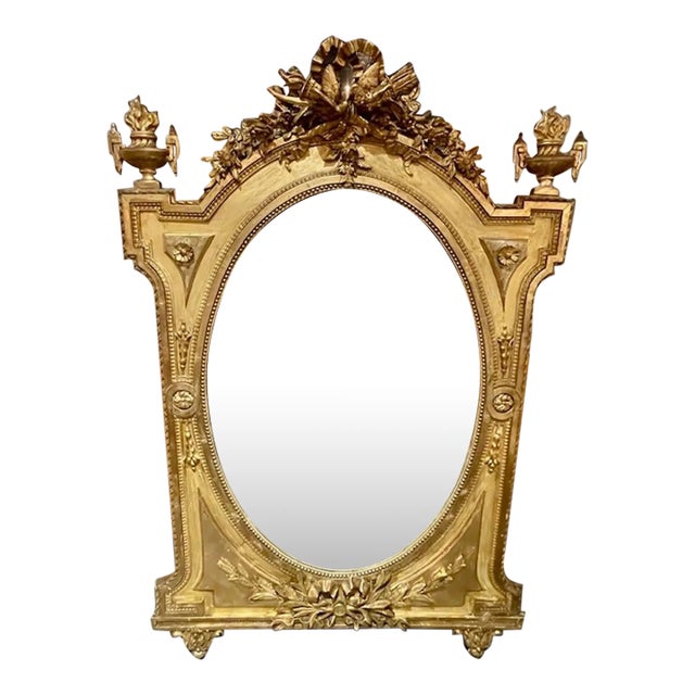19th C. French Louis XVI Giltwood Mirror For Sale
