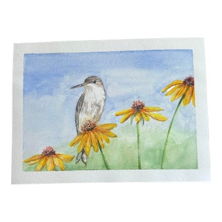 “Coneflower Sentinel” Original Watercolor by Nancy Smith For Sale