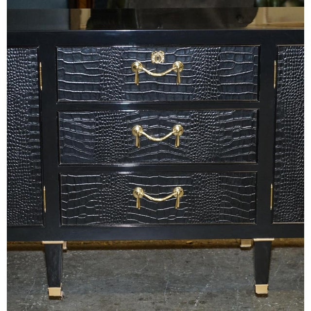 Hollywood Regency Brook Street Chest of Drawers Sideboard in Alligator Leather from Ralph Lauren For Sale - Image 3 of 18