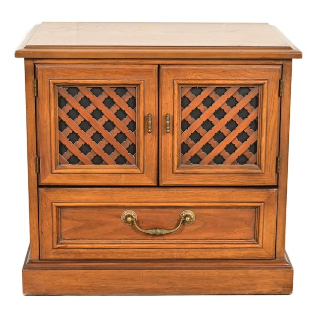 Drexel Spanish Colonial Carved Walnut Nightstand, 1960s For Sale