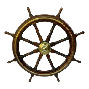 Antique Wood and Brass Ship's Wheel