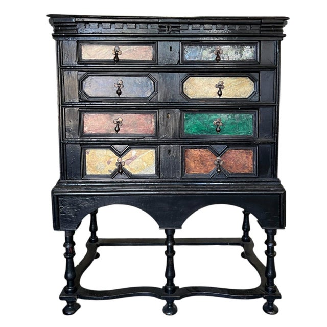 18th-century Italian chest on a stand is a stunning blend of practicality and refined design, representing the elegance of...