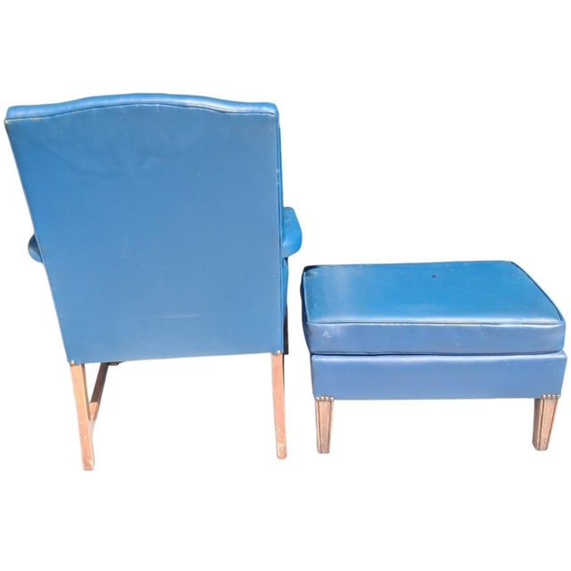 Wood Step Back Into Mid-Century Elegance With This Stunning Vintage Lounge Chair and Matching Ottoman Set For Sale - Image 7 of 9