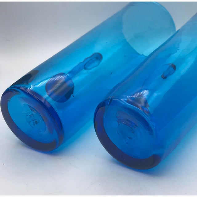 1949 Blenko Turquoise Tall 9" Highball Glasses / Vases a Pair Chairish