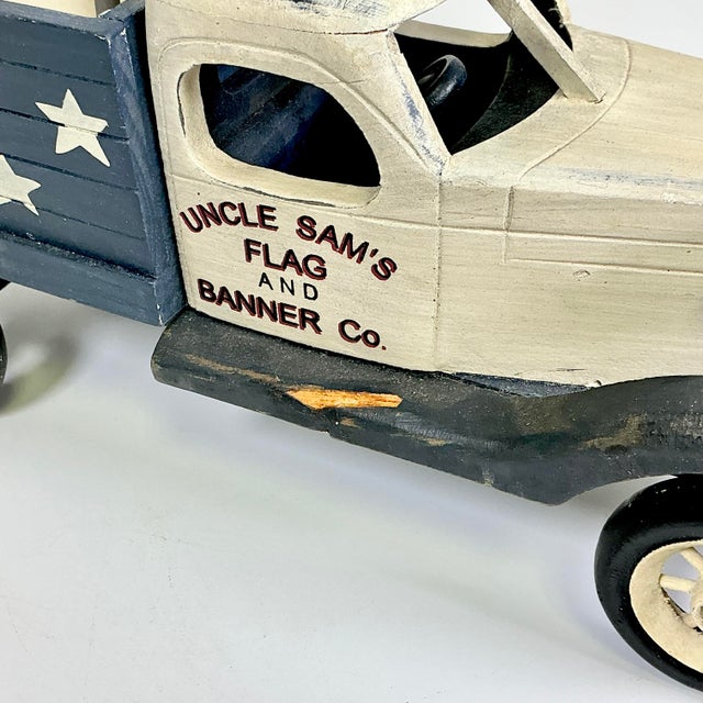 1980s Vintage Boho Chic Americana Arts & Crafts Uncle Sam’s Banner & Flag Co Truck Holiday Accent - 4th of July For Sale - Image 11 of 15