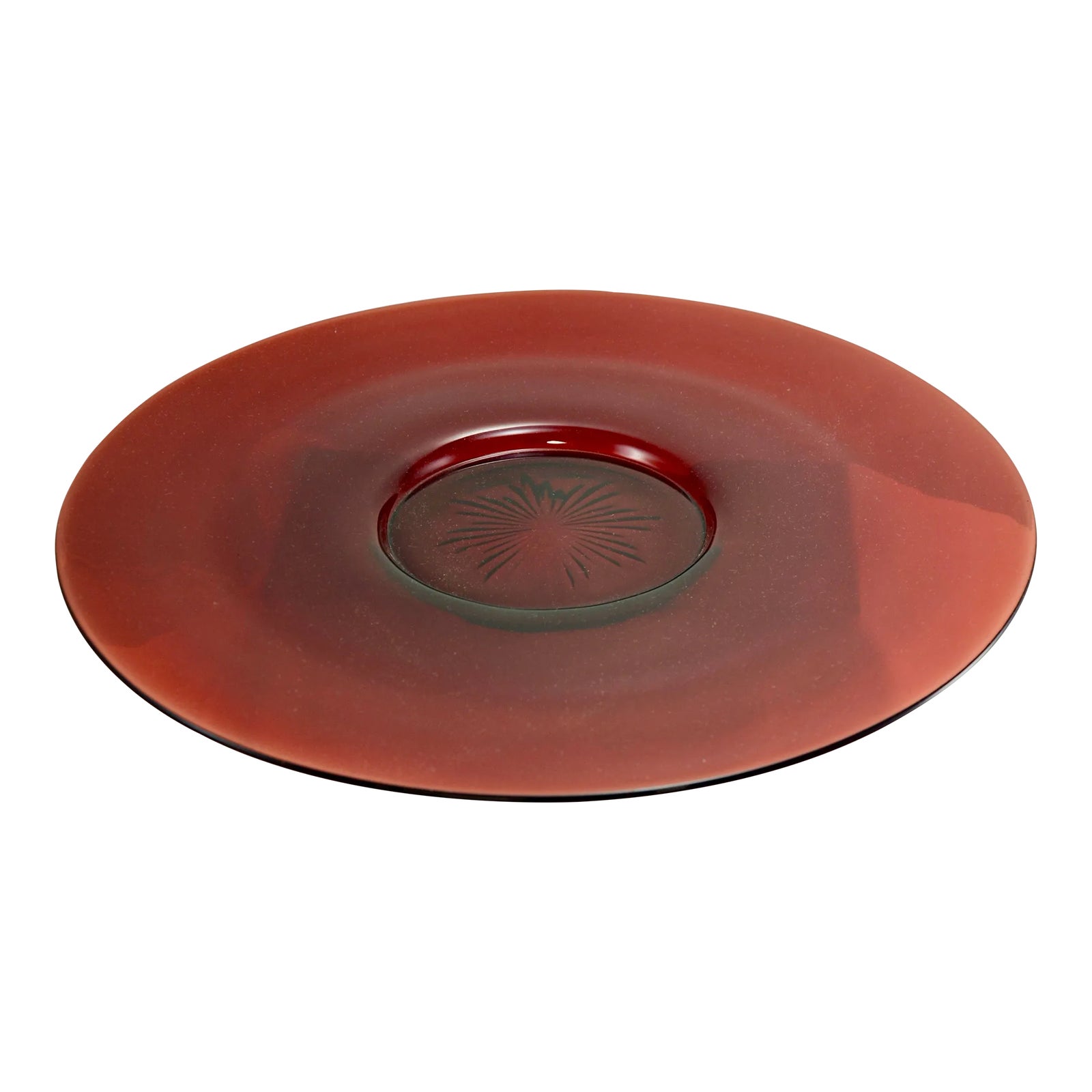 Ruby Red Glass 13” Tray | Chairish