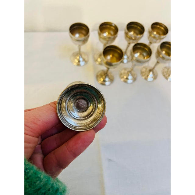 Vintage French Silver-Plated Liqueur Cups, 1920s, Set of 10 For Sale - Image 4 of 8