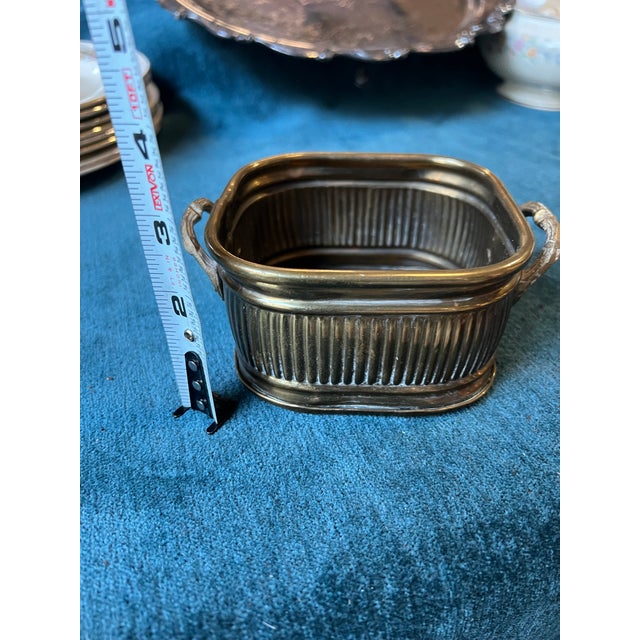 Mid-Century Modern Vintage Brass Square Detailed Catchall For Sale - Image 3 of 5