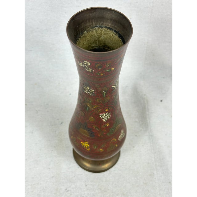 Metal Vintage Brass Vase For Sale - Image 7 of 9
