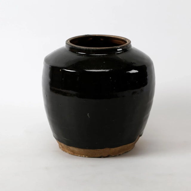1970s Medium Black Glaze Oil Pot For Sale - Image 4 of 4