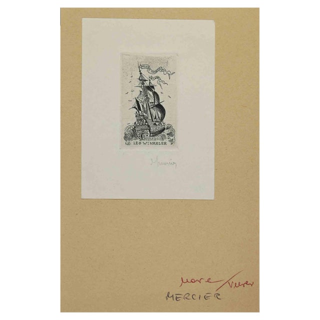 Jocelyn Mercier, Ex-Libris, Leo Winkeler, Etching, 1930s For Sale
