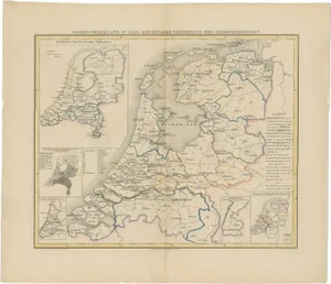 Antique Map of the Netherlands in 1860 by Mees, 1862