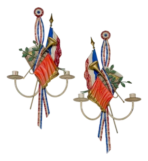 1940s French Tole and Iron Sconce - A Pair