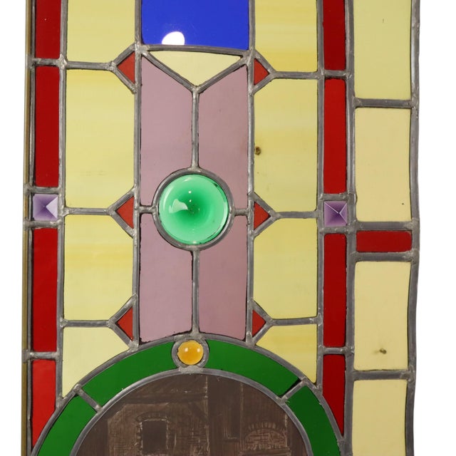 Large Colorful Stained-Glass with Medallion For Sale - Image 17 of 18